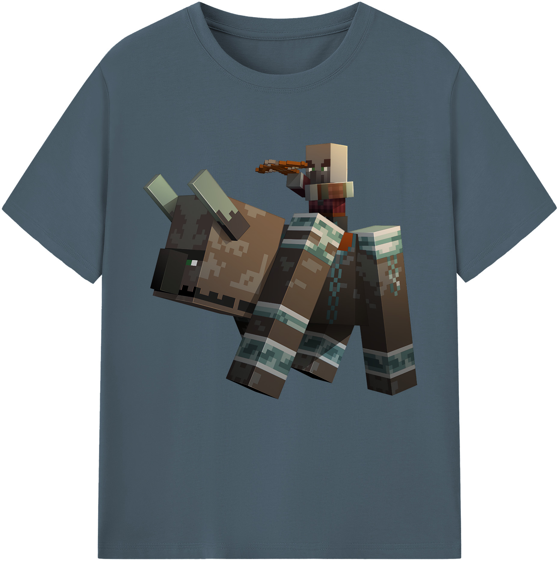 （画像用） マインクラフト ブロックの世界 Minecraft MC Block world 綿100％半袖Tシャツ（フロントプリント）